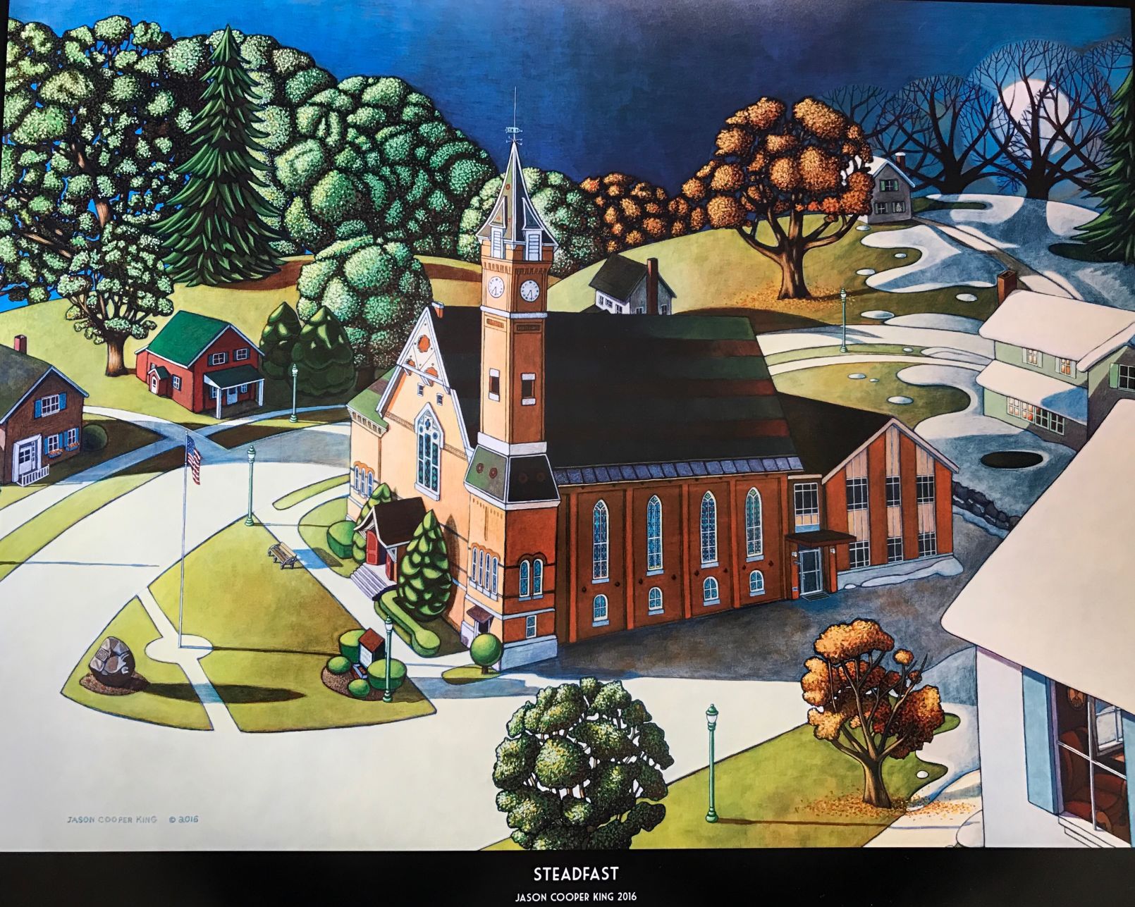 Modern folk artist to sell prints of Marcellus church in four seasons at Olde Home Days